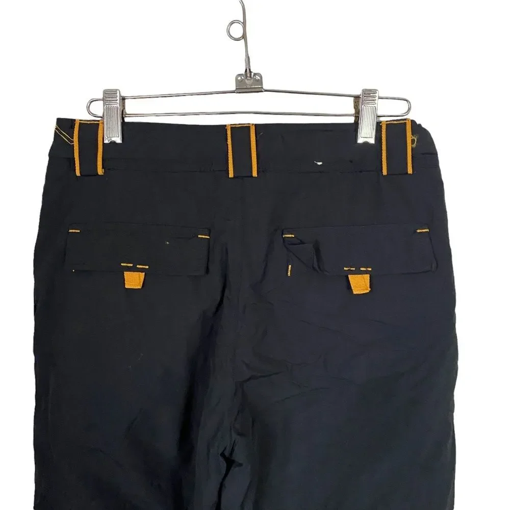 Gap Kids Snow Pants Black Yellow Trim Size Large (10) Side Button Zipper Unisex